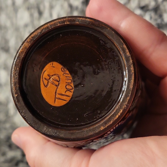 SALE--Thoune Faience Owl Majolica Hand Painted Cup - Picture 7 of 7